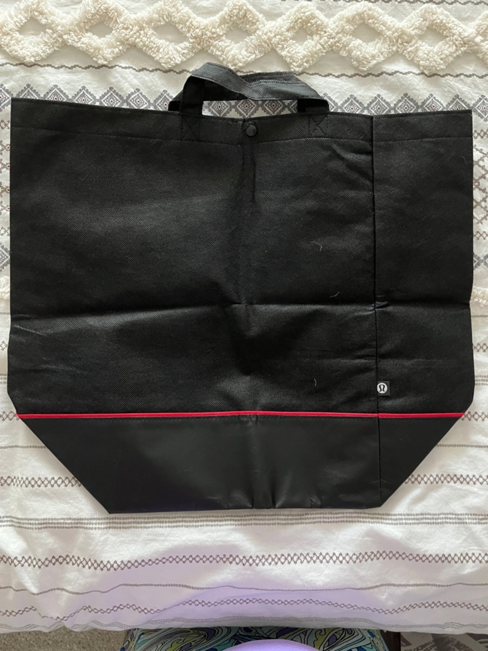 lululemon athletica Black Duffel Tote with Red Accent